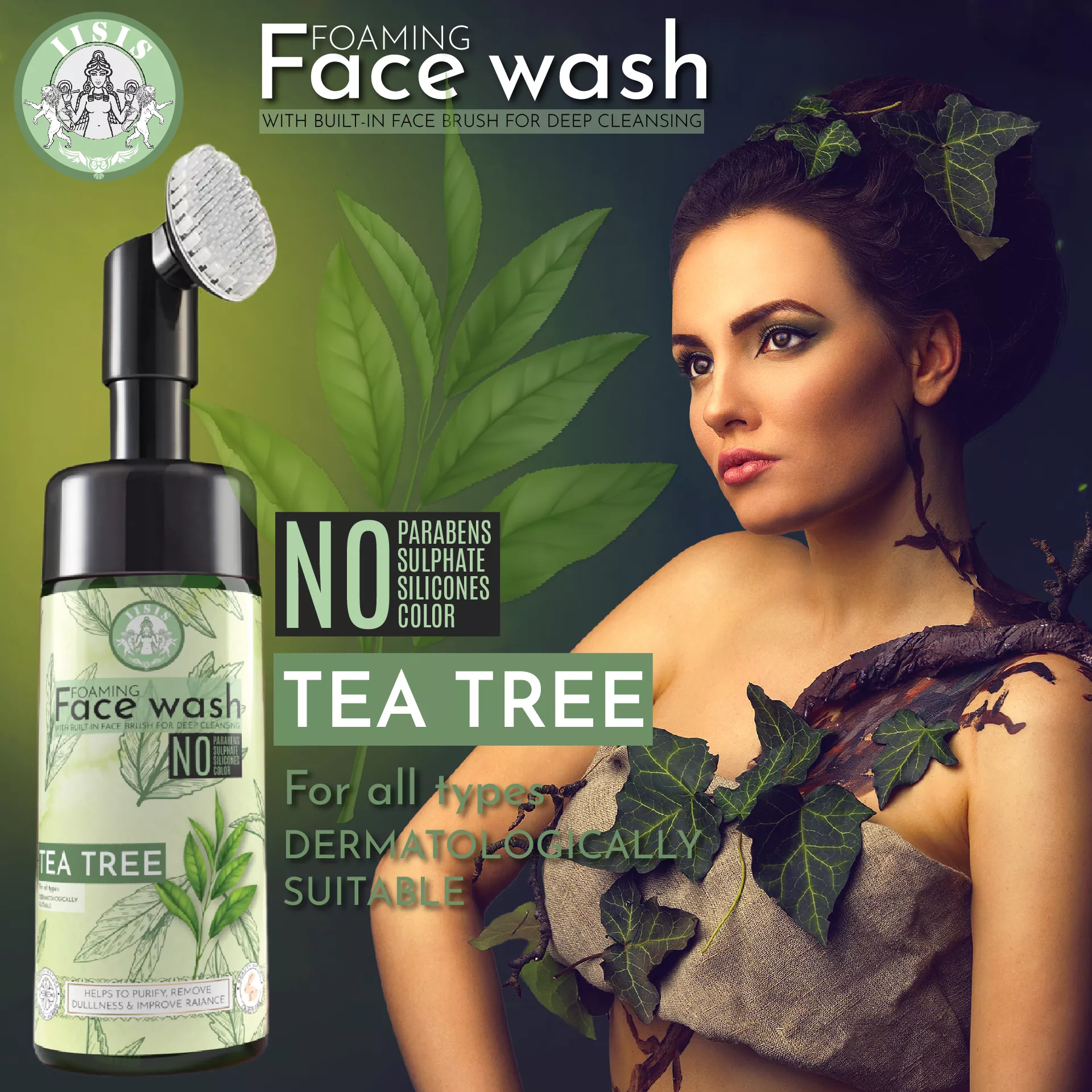 Tea Tree Foaming Face Wash With Built-In Face Brush (150ml)